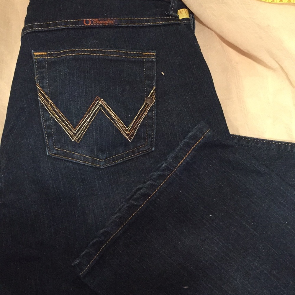 Dark denim jeans size 7/8 w/ 34” inseam 8 1/2ankle